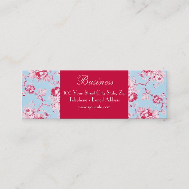 Chic-Rosen-blaue dünne Geschäfts-Karte 2 Mini Visitenkarte (Vorderseite)