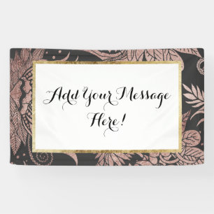 Chic-Rosen-Gold und schwarze Blumenzeichnungen Banner