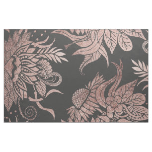 Chic-Rosen-Gold und schwarze Blumenzeichnungen Stoff