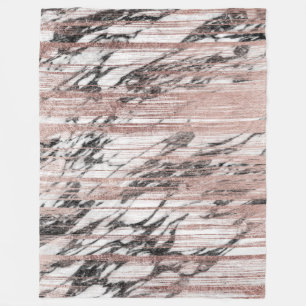 Chic-Rosen-GoldBrushstrokes auf Schwarz-weißem Fleecedecke