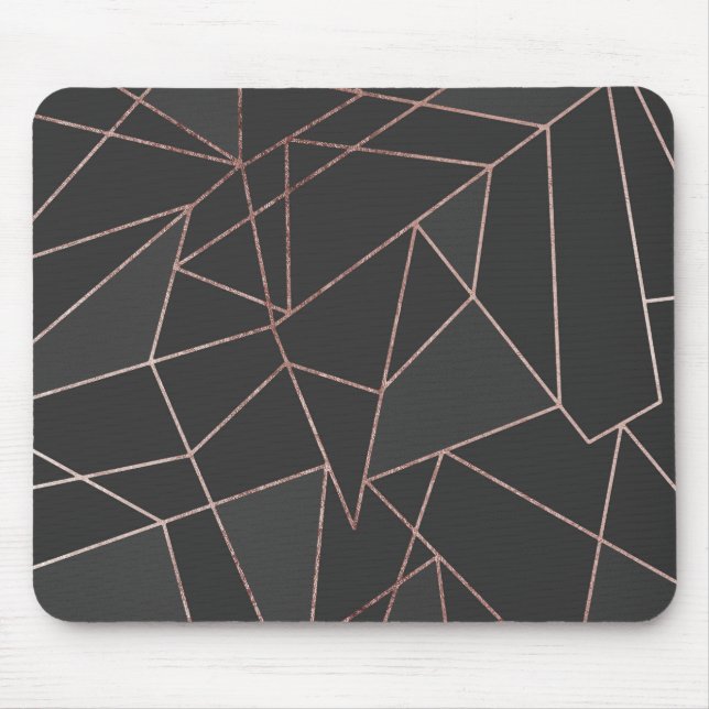 Chic-Rosen-Goldgeometrische Kontur auf schwarzer Mousepad (Vorne)