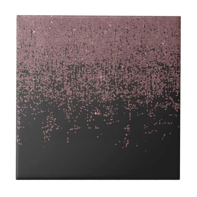 Chic-Rosen-Goldgesprenkeltes Glitzer Ombre Fliese (Vorderseite)