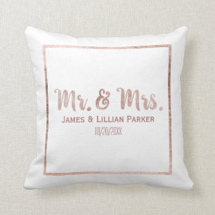 Chic-Rosen-Goldherr und Frau Monogram Wedding Kissen