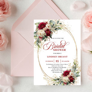 Chic Roses Bourguignon et Blanc Invitation de Fête