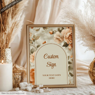 Chic Rost Beige Salbei Grün Floral Personalisiert Poster