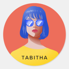 Chic Rot und Klasse Runder Aufkleber