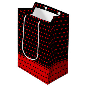 Chic Rot und Schwarz, stilvolles Herzmuster Mittlere Geschenktüte