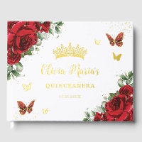 Chic Rote Rosen Floral Butterfliegen Quinceanera G