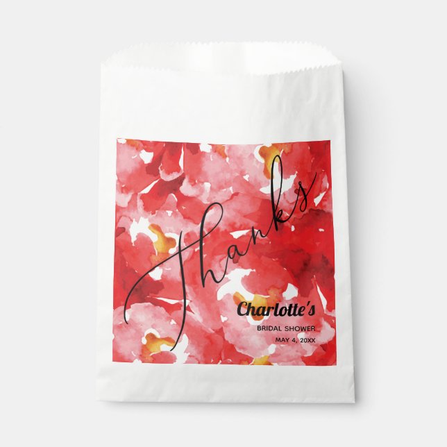 Chic Rote Rosen Vielen Dank Geschenktütchen (Vorderseite)