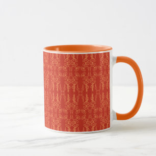 Chic roter Mohn-Umriss: Ringer-Kaffeetasse Tasse