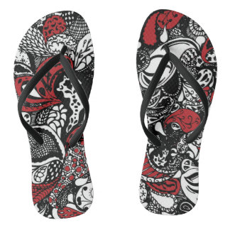 Chic-rotes u. schwarzes Paisley drehen Reinfälle Flip Flops