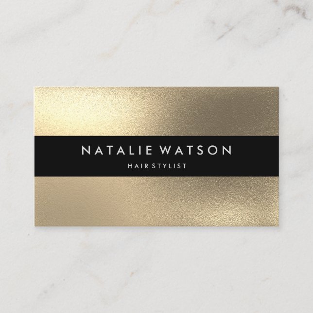 Chic Rough IMITATE Gold Schwarz Bar Modern Elegant Visitenkarte (Vorderseite)