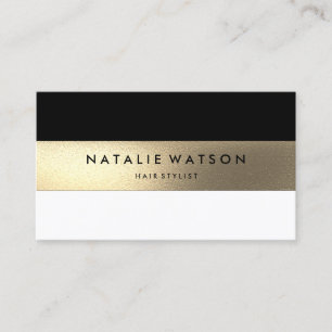 Chic Rough IMITATE Gold Strip Schwarz-weiß Modern Visitenkarte