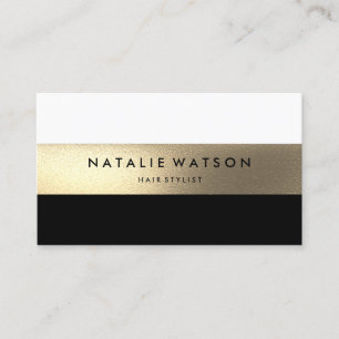 Chic Rough IMITATE Gold Strip Schwarz-weiß Modern  Visitenkarte