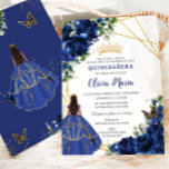 Chic Royal Blue Flowers Brown Princess Quinceañera Einladung<br><div class="desc">Personalisieren Sie diese hübsche königsblaue Blumenladen Quinceañera / Sweet 16 Geburtstag Einladung einfach und schnell. Klicken Sie einfach auf die Schaltfläche "Weitere Einstellungen", um die Texte zu bearbeiten, Schriftart und Schriftart zu ändern. Mit einem Mädchen gekleidet in einem schönen königsblauen Kleid, chic königsblauen Blumen und Schmetterlingen. Matching-Elemente im Speicher verfügbar....</div>