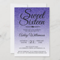 Chic Royal Blue Glitzer Ombre Sweet 16 Geburtstag
