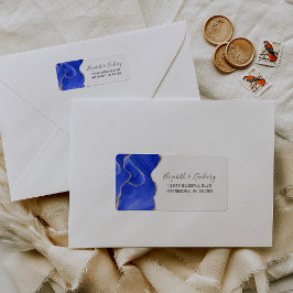 Chic Royal Blue Gold Wedding Rücksendeadresse