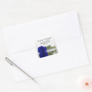 Chic Royal Blue Rose Rücksendeadresse Umschlag Auf Quadratischer Aufkleber