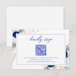 Chic Royal Blue Wedding Website UAWG QR Code Card Dankeskarte