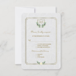 Chic Royal Gold Wappen Grüne Hochzeit RSVP