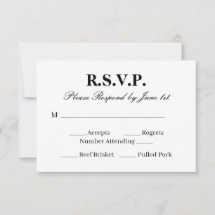 Chic RSVP Card für eine Schwarz-Weiß-Hochzeit Karte