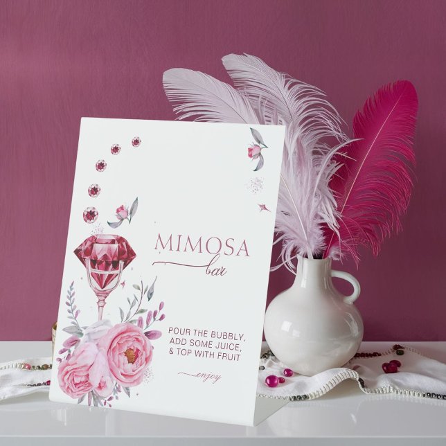 Chic Rubies und Rose Mimosa Bar Brautparty Sockelschild (Von Creator hochgeladen)