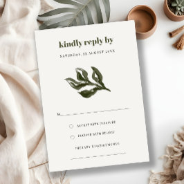 Chic Rustic Boho Green Retro Botanische Hochzeit R RSVP Karte