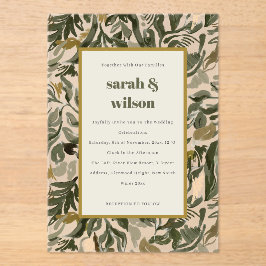 Chic Rustic Boho Retro Green Botanical Wedding Acryleinladungen