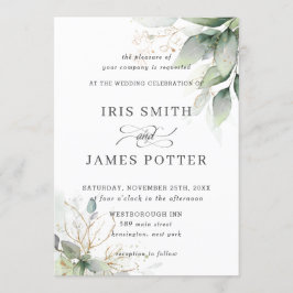 Chic Rustic Greenery Leafy Foliage Wedding Einladung