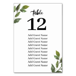 Chic Rustic Greenery Tischnummer Seating Chart
