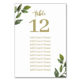 Chic Rustic Greenery Tischnummer Seating Chart