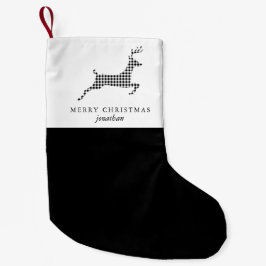 Chic Rustic Karierte Hirsche mit Namen Weihnachten Kleiner Weihnachtsstrumpf