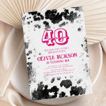 Chic Rustic Kuh Print Hot Pink 40. Geburtstag Part Einladung<br><div class="desc">Chic Rustic Kuh Print Hot Pink 40. Geburtstag Party Einladung</div>