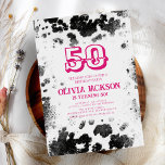 Chic Rustic Kuh Print Hot Pink 50. Geburtstagspart Einladung<br><div class="desc">Chic Rustic Kuh Print Hot Pink 50. Geburtstagsparty Einladung</div>