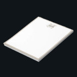 Chic Rustic Modern Beige Monogram Minimalistisch Notizblock<br><div class="desc">Eine schicke und dennoch rustikale moderne Monogramm-Konstruktion mit bedrückter Vintager Schrift und modernem Text. Beige Akzente ergänzen das Monogramm,  wodurch eine Fusion von rustikal Not trifft saubere moderne. Ideal zum Geburtstag,  Weihnachten oder anderen besondere Anlass.</div>