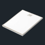 Chic Rustic Modern Beige Monogram Minimalistisch Notizblock<br><div class="desc">Eine schicke und dennoch rustikale moderne Monogramm-Konstruktion mit bedrückter Vintager Schrift und modernem Text. Beige Akzente ergänzen das Monogramm, wodurch eine Fusion von rustikal Not trifft saubere moderne. Ideal zum Geburtstag, Weihnachten oder anderen besondere Anlass.</div>
