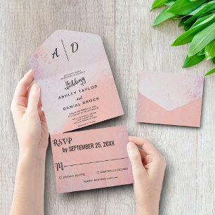Chic rustic staubige Rose All in One Wedite Einlad Einladung