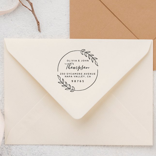 Chic Rustic Wedding Names Rücksendeadresse Permastempel (Stamp Mock-up)