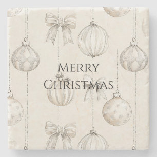 Chic Rustic Weihnachtscreme Ornamente Steinuntersetzer
