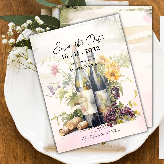 Chic Rustic Winery Grapevine Inspirierte Hochzeit Ankündigungspostkarte (Chic Rustic Winery Grapevine-Inspired Wedding Announcement Postcard)