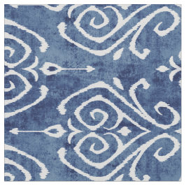 Chic rustikal-blauer Damast-Kat-Stammmuster Stoff
