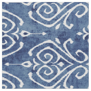 Chic rustikal-blauer Damast-Kat-Stammmuster Stoff