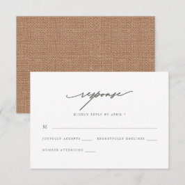 Chic Sage and Burlap Wedding Rsvp Response Karte
