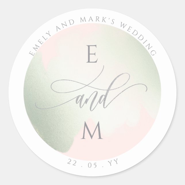 Chic Sage and Pink Wedding Umschlag Aufkleber / Ge (Vorderseite)