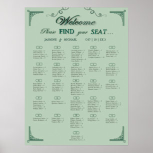 Chic Sage-Eukalyptus-Grün Hochzeit Sitzplan Poster