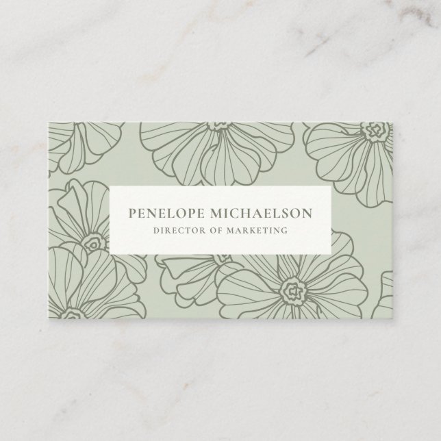 Chic Sage Floral Pattern Visitenkarte (Vorderseite)