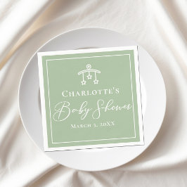 Chic Sage Green Baby Dusche Personalisiert Serviette