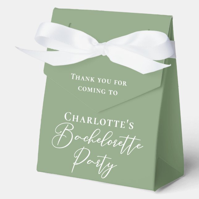 Chic Sage Green Bachelorette Party Personalized Geschenkschachtel (Vorderseite)
