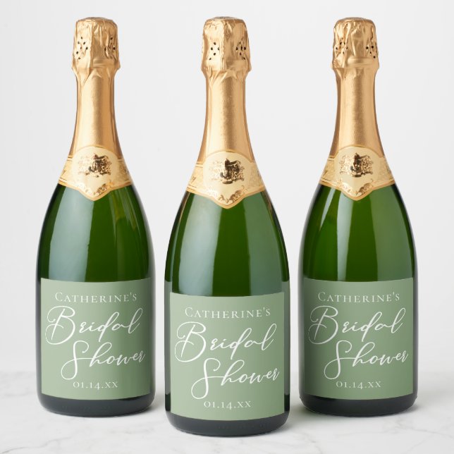 Chic Sage Green Brautparty Personalisiert (Flaschen)