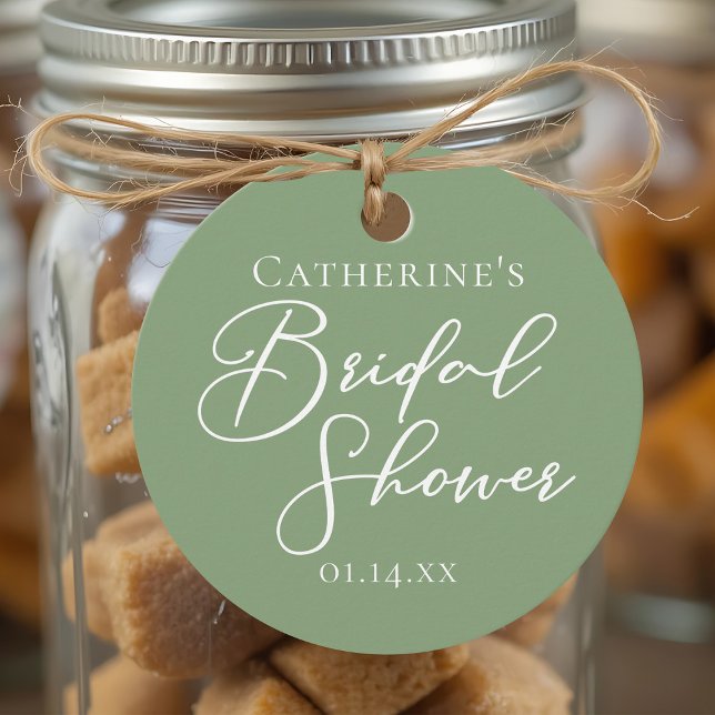 Chic Sage Green Brautparty Personalisiert Geschenkanhänger (Von Creator hochgeladen)